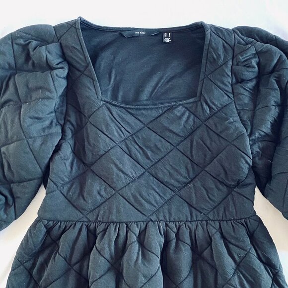 Vero Moda quilted puff sleeve mini dress Womens Medium black square neck boho - Picture 6 of 11